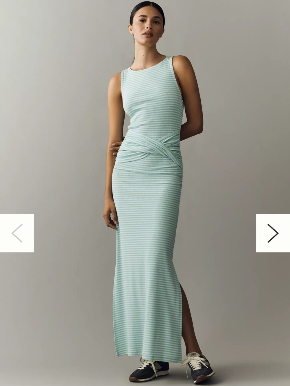 NWT Anthropologie Daily Practice Sleeveless Blue Glass Striped Maxi Dress